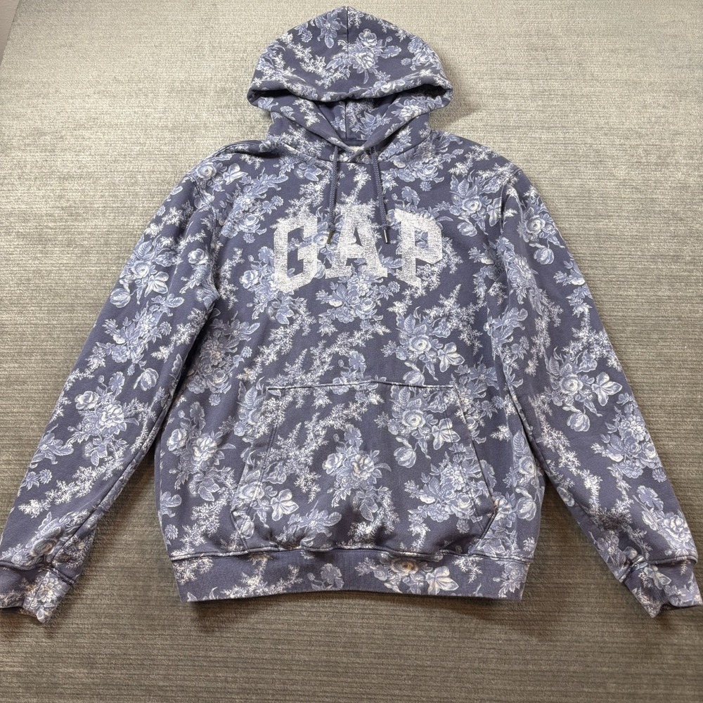 Gap x LoveShackFancy Adult Oversized‎ Blue Floral Hoodie Sweatshirt Small Logo
